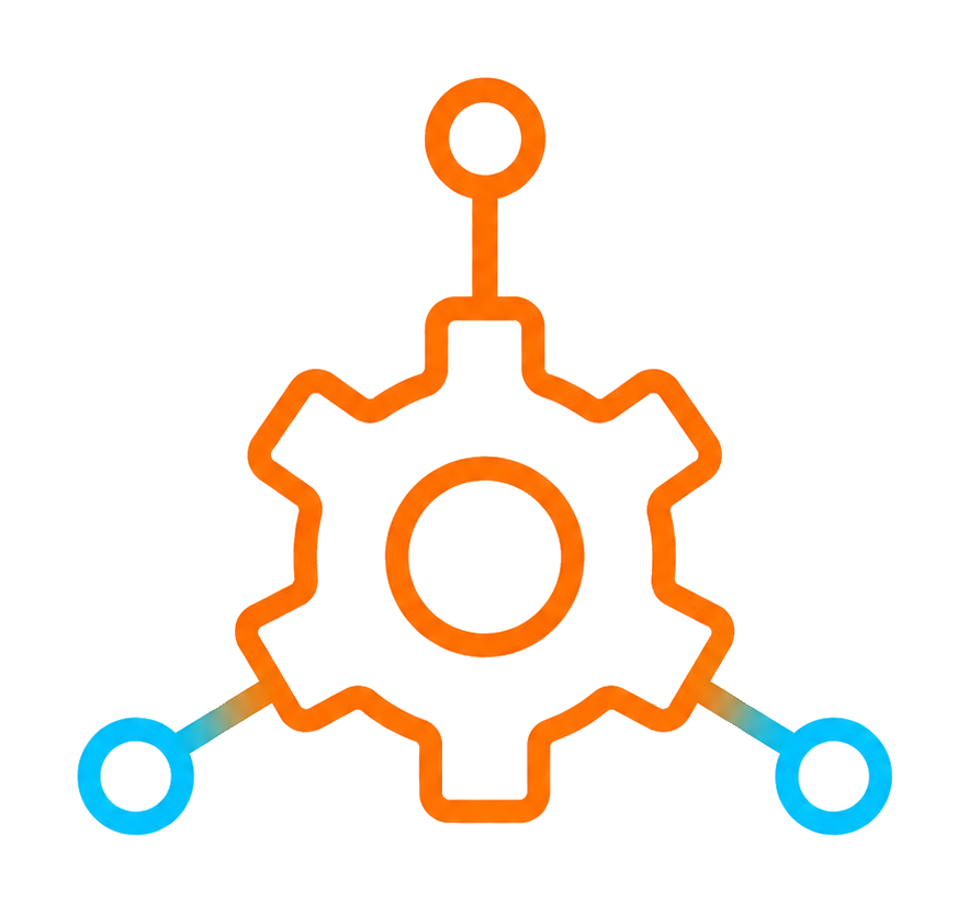 Ícone de engrenagem conectada representando campanhas otimizadas