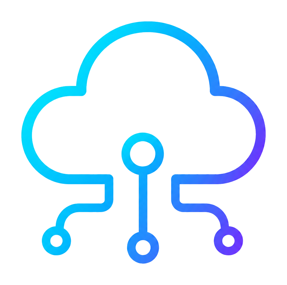 Ícone de nuvem com conexões representando integração em nuvem